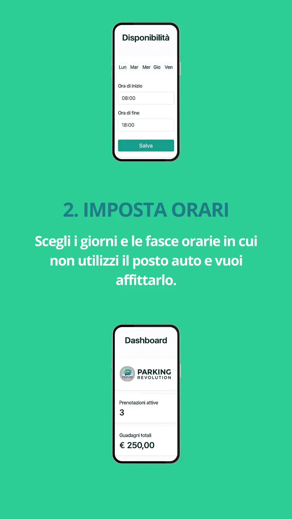 2. imposta gli orari di disponibilità.