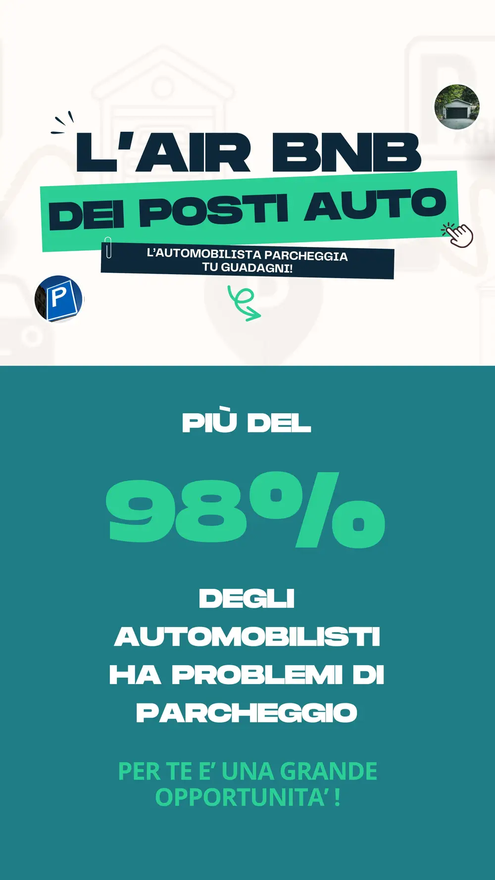 Parking Revolution — l'Airbnb dei posti auto. L'automobilista parcheggia, tu guadagni.
